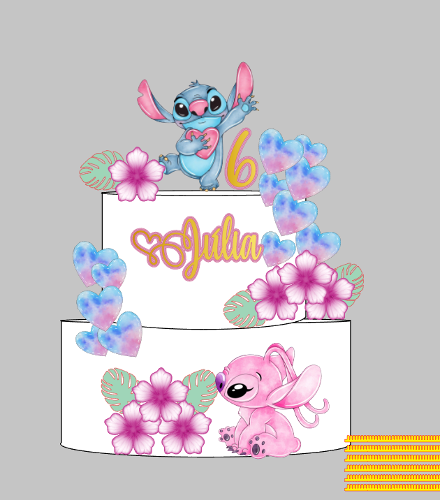 Arquivo Lilo e Stitch e Angel aquarelado com flores em Camadas para Corte ou Impressão | Silhouette Studio