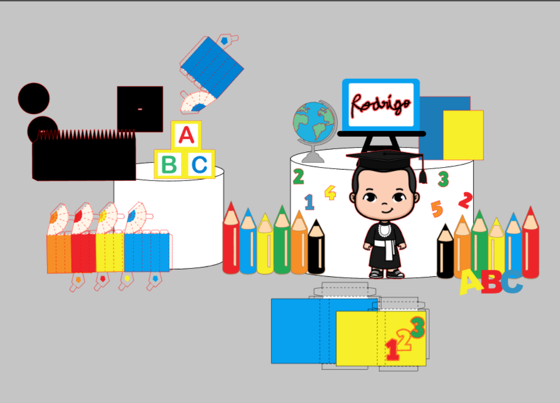 Arquivo Silhouette Studio ABC com capelo, lápis 3D Impresso e Camadas Pronto para Uso | Download Rápido