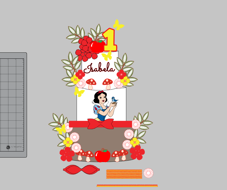 Topo de Bolo Branca de neve Impresso e Camadas em Arquivo de Corte | Envio Imediato