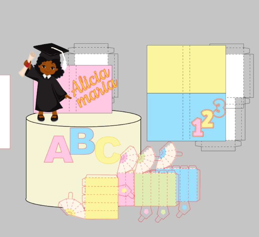 Arquivo Personalizado ABC,  Capelo e livros 3D Impresso e Camadas | Download Imediato Silhouette