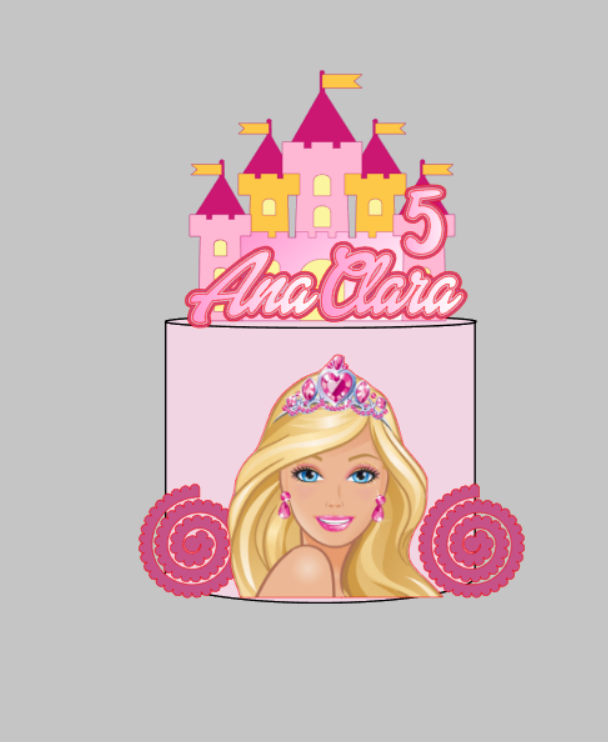 Arquivo Profissional Barbie com castelo em camada Impresso e Camadas Silhouette Studio | Baixe na Hora
