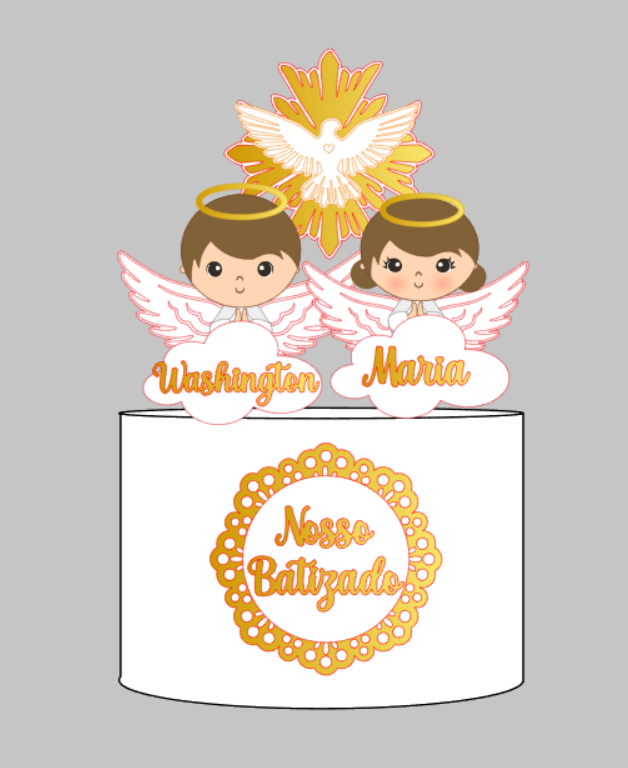 Arquivo de Corte em Camadas Batizado casal | Silhouette Studio Download Imediato