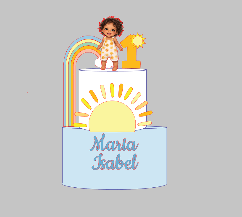 Arquivo Personalizado Sol Menina Impresso e Camadas | Download Imediato Silhouette