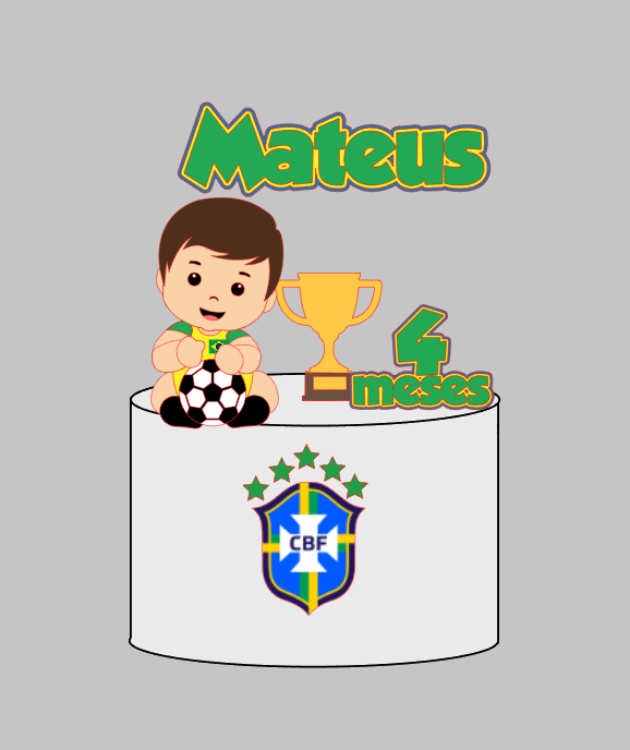 Arquivo Profissional Copa, Brasil, menino bebê em Camadas Silhouette Studio | Baixe na Hora