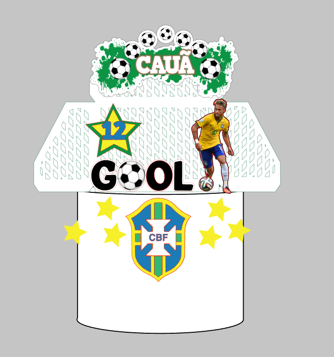 Arquivo Profissional Brasil, Neymar, barra do gol em 3D Impresso e Camadas Silhouette Studio | Baixe na Hora