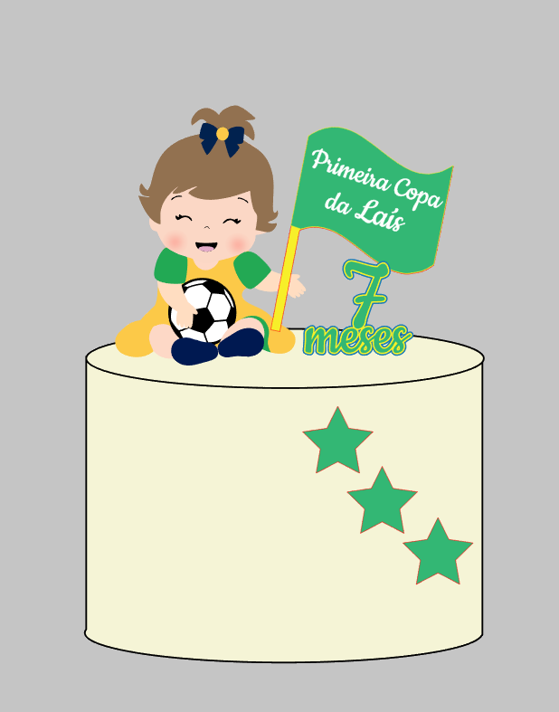 Topo de Bolo Menina bebê, Brasil, copa em Camadas em Arquivo de Corte | Envio Imediato
