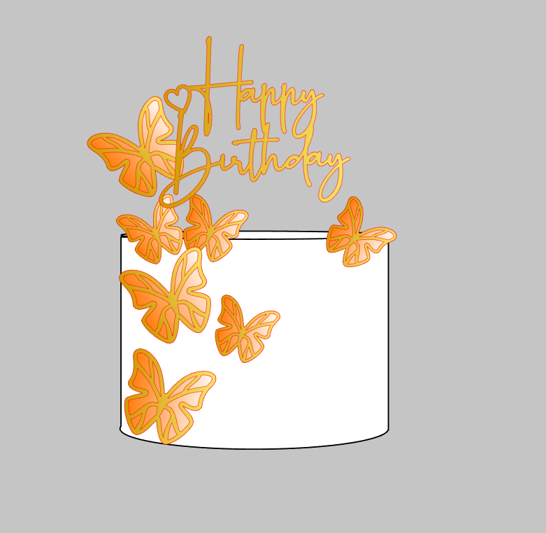 Arquivo Happy Birthday e borboleta em Camadas para Corte ou Impressão | Silhouette Studio