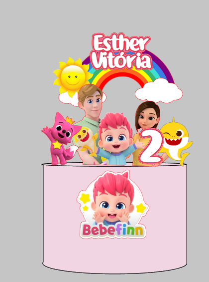 Topo de Bolo Bebê Finn Impresso em Arquivo de Corte | Envio Imediato