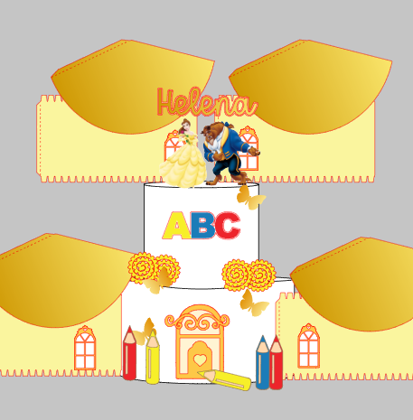 Arquivo de Corte Impresso e Camadas Bela e a fera ABC castelo 3D | Silhouette Studio Download Imediato