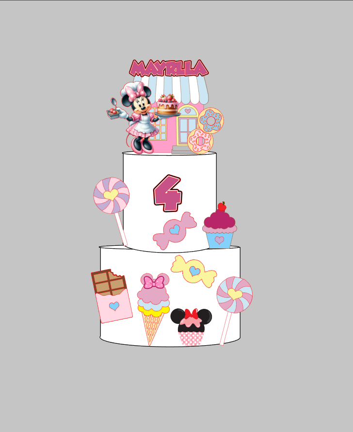 Modelo Minnie confeiteira Impresso e Camadas Arquivo Digital | Pronto para Produção