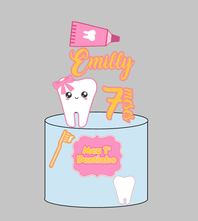 Arquivo Profissional Dente, meu primeiro dentinho Impresso e Camadas Silhouette Studio | Baixe na Hora