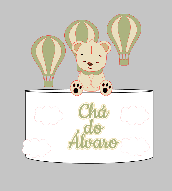 Modelo Urso com balão em Camadas Arquivo Digital | Pronto para Produção