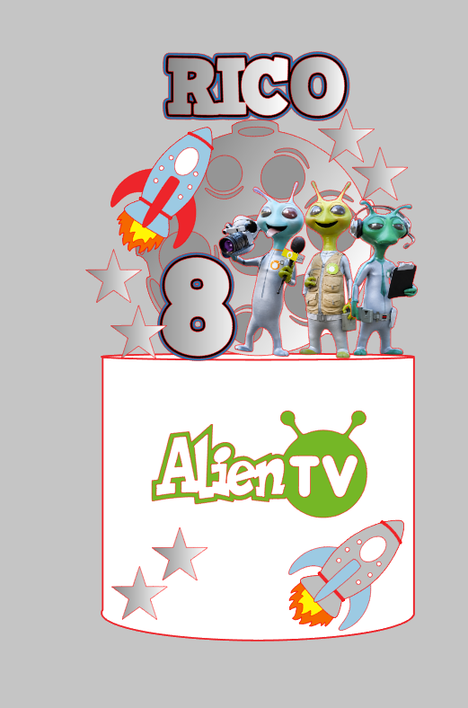 Arquivo Personalizado Alien TV Impresso e Camadas | Download Imediato Silhouette
