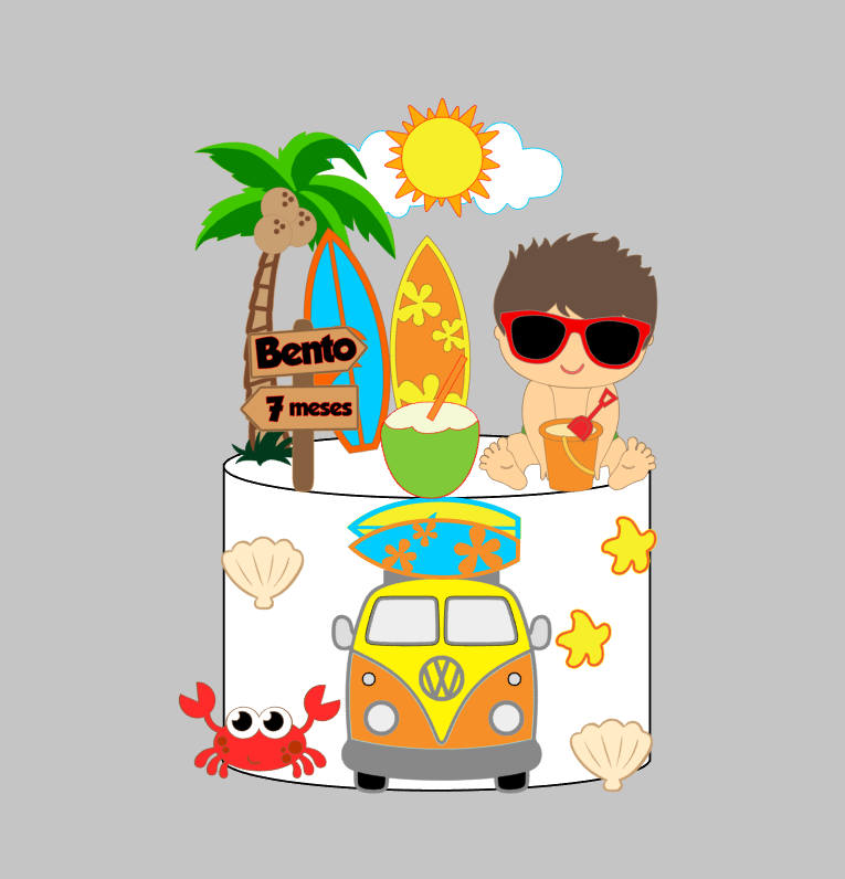 Arquivo de Corte Menino na praia em Camadas | Silhouette Studio + Download Imediato