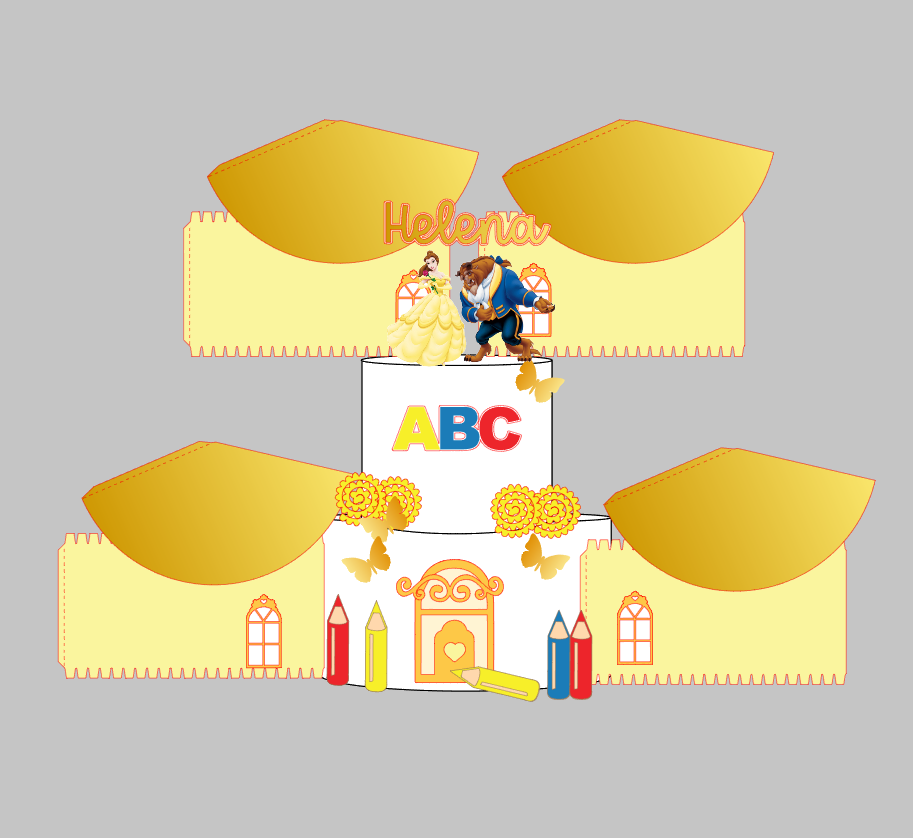 Arquivo de Corte Impresso Bela e a fera castelo 3D | Silhouette Studio Download Imediato