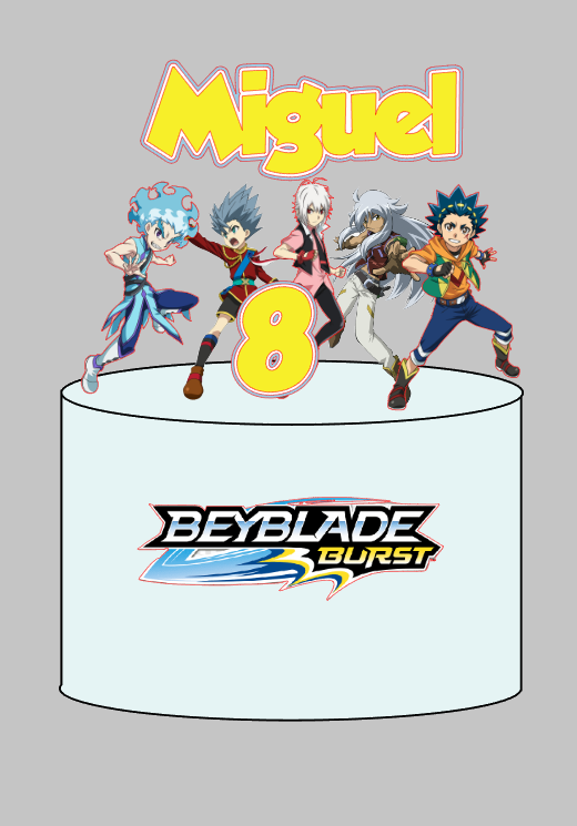 Topo de Bolo Beyblade Impresso em Arquivo de Corte | Envio Imediato