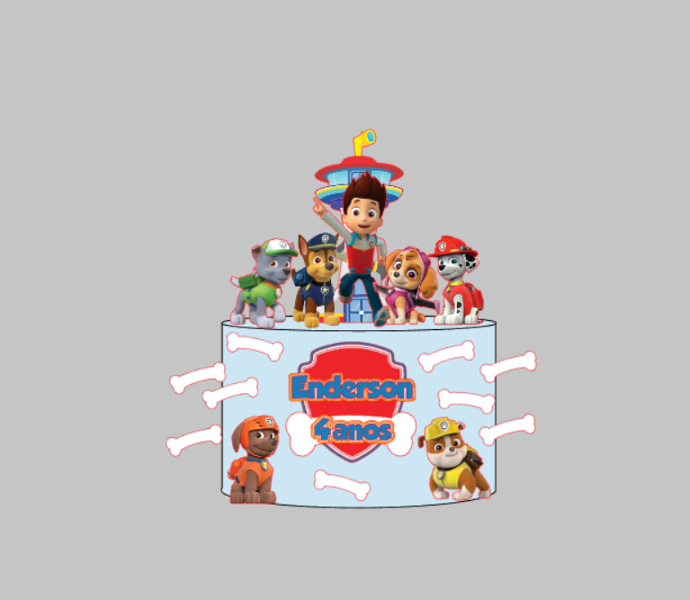 Topo de Bolo Patrulha Impresso e Camadas em Arquivo de Corte | Envio Imediato