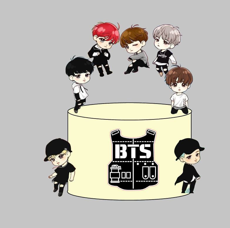 Topo de Bolo BTS Impresso em Arquivo de Corte | Envio Imediato