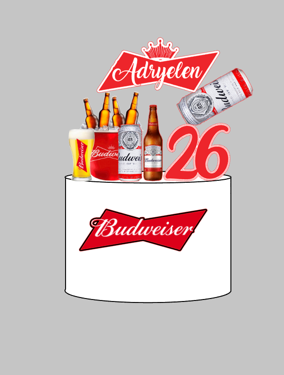 Topo de Bolo Budweiser Impresso em Arquivo de Corte | Envio Imediato