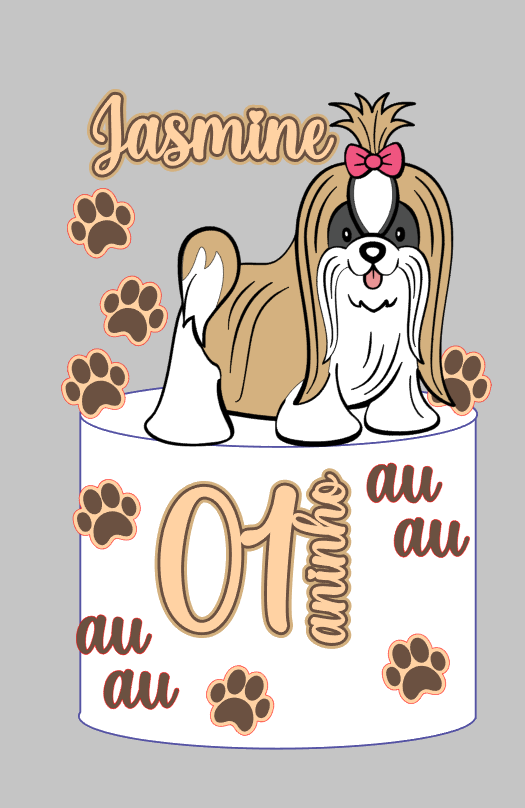 Arquivo de Corte em Camadas Cachorro shih tzu | Silhouette Studio Download Imediato