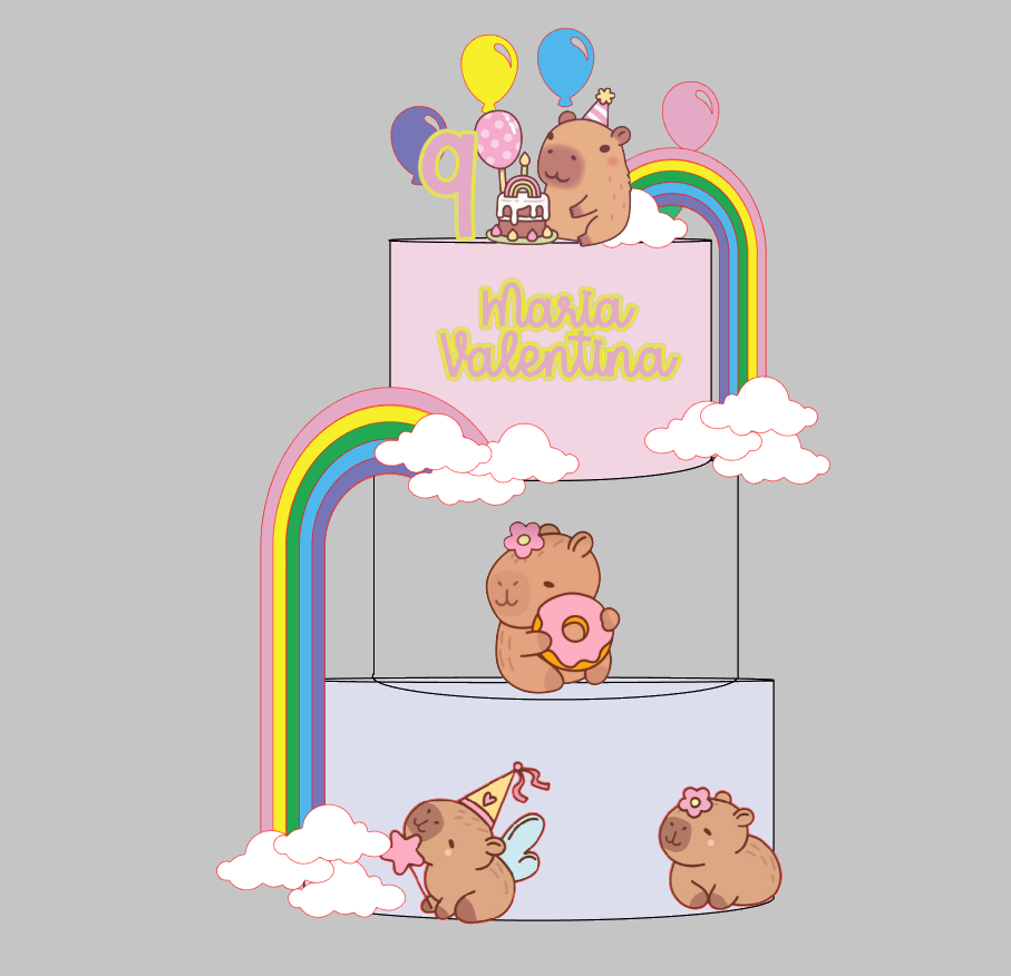 Topo de Bolo Capivara Impresso em Arquivo de Corte | Envio Imediato