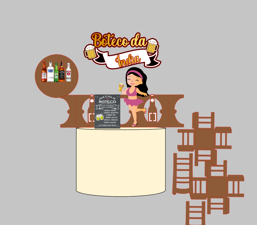 Arquivo Personalizado Boteco. mesa e cadeira 3D em Camadas | Download Imediato Silhouette