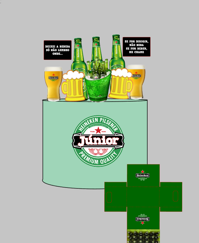 Topo de Bolo Heineken em Camadas em Arquivo de Corte | Envio Imediato