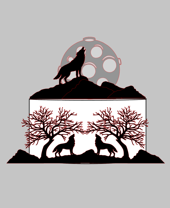 Topo de Bolo Silhoueta lobo lobisomem em Camadas em Arquivo de Corte | Envio Imediato
