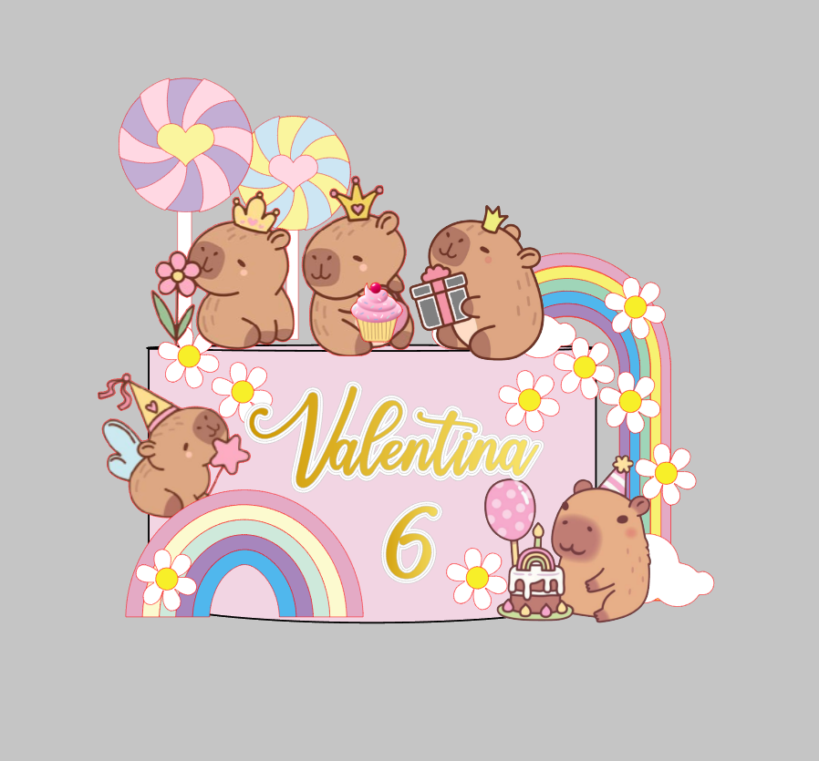Arquivo Personalizado Capivara flores pirulito em Camadas | Download Imediato Silhouette